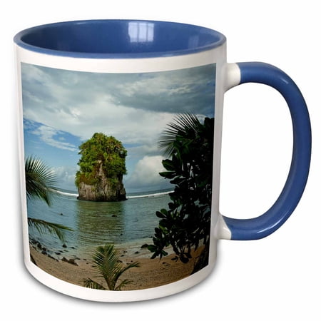 3drose, Sea Stack in the Bay of Pago Pago, Tutuila Island, American Samoa., 11oz Two-tone Blue Mug