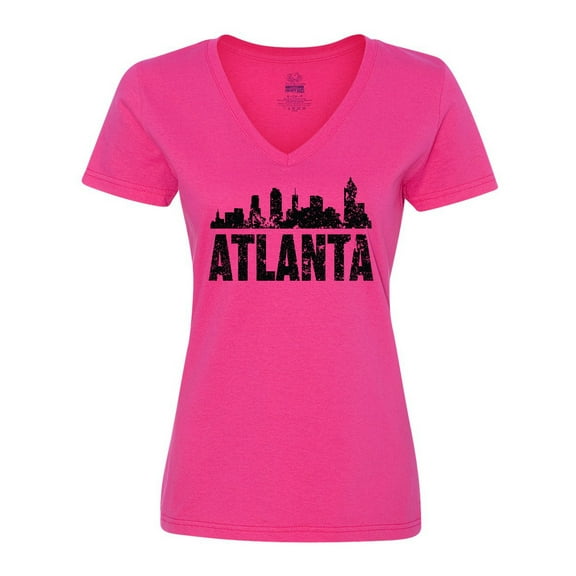 Inktastic Atlanta Skyline Grunge Women's V-Neck T-Shirt