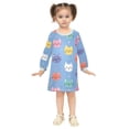 thumbnail image 2 of Girls' long-sleeved dress Cat Girls' A-line dress with ribbed cuffs Soft and comfortable, 2 of 6