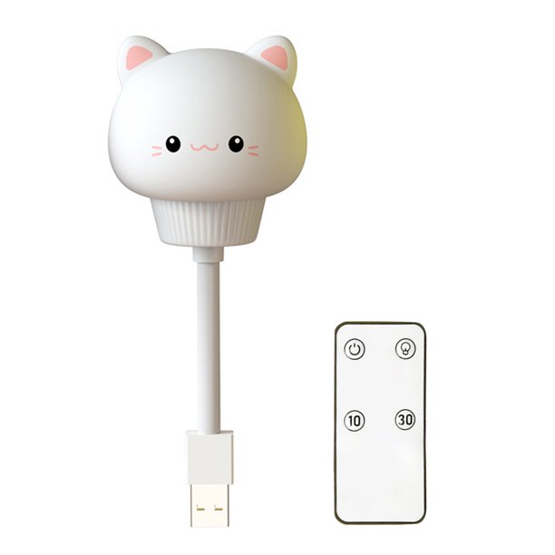 Lámpara nocturna USB con control remoto para bebés, habitación infantil y lactancia, luz cálida de 0.2W, tres niveles de brillo, forma de animal (conejo, oso, gato o pato), temporizador de 10/30