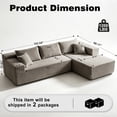 thumbnail image 2 of Xiweot 103" Boneless Sectional Sofa for Living Room, Memory Foam Cloud Modular Sectional Couch with Deep Seat, No Assembly Velvet L Shaped Sofa with Right Facing Chaise, Light Gary, 2 of 7