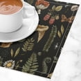 thumbnail image 3 of Mushroom Placemats Set of 4, 18x12 Inch Vintage Rustic Botanical Green Leaves Wildflower Mushroom Black Abstract Aesthetic Art Print Table Mats for Home Party Kitchen Dining Decor, 3 of 6