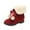 Red, variant on Xfvqtps Womens Snow Boots Hidden Wedge Lace Up Bowknot Pom Poms Plush Fleece Line Suede Upper Large Size Non Slip Winter Short Boots Increased Heel Height Insulation Mid Length Boots Red