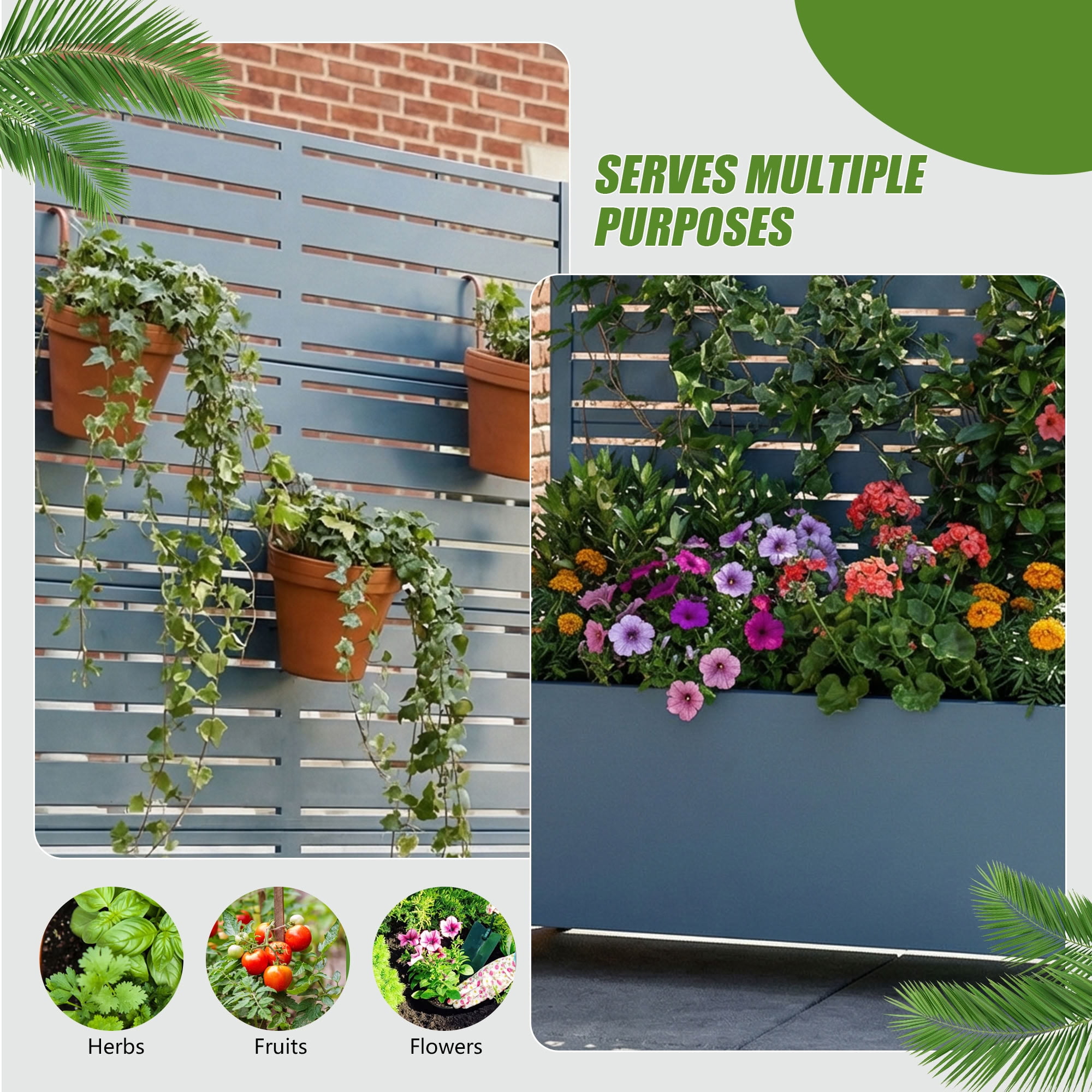 MAYEERTY 72*35in Outdoor Metal Planter Box, Sun Block Outdoor Planter, Heavy Duty Garden Planter for Patio, Balcony, Backyard
