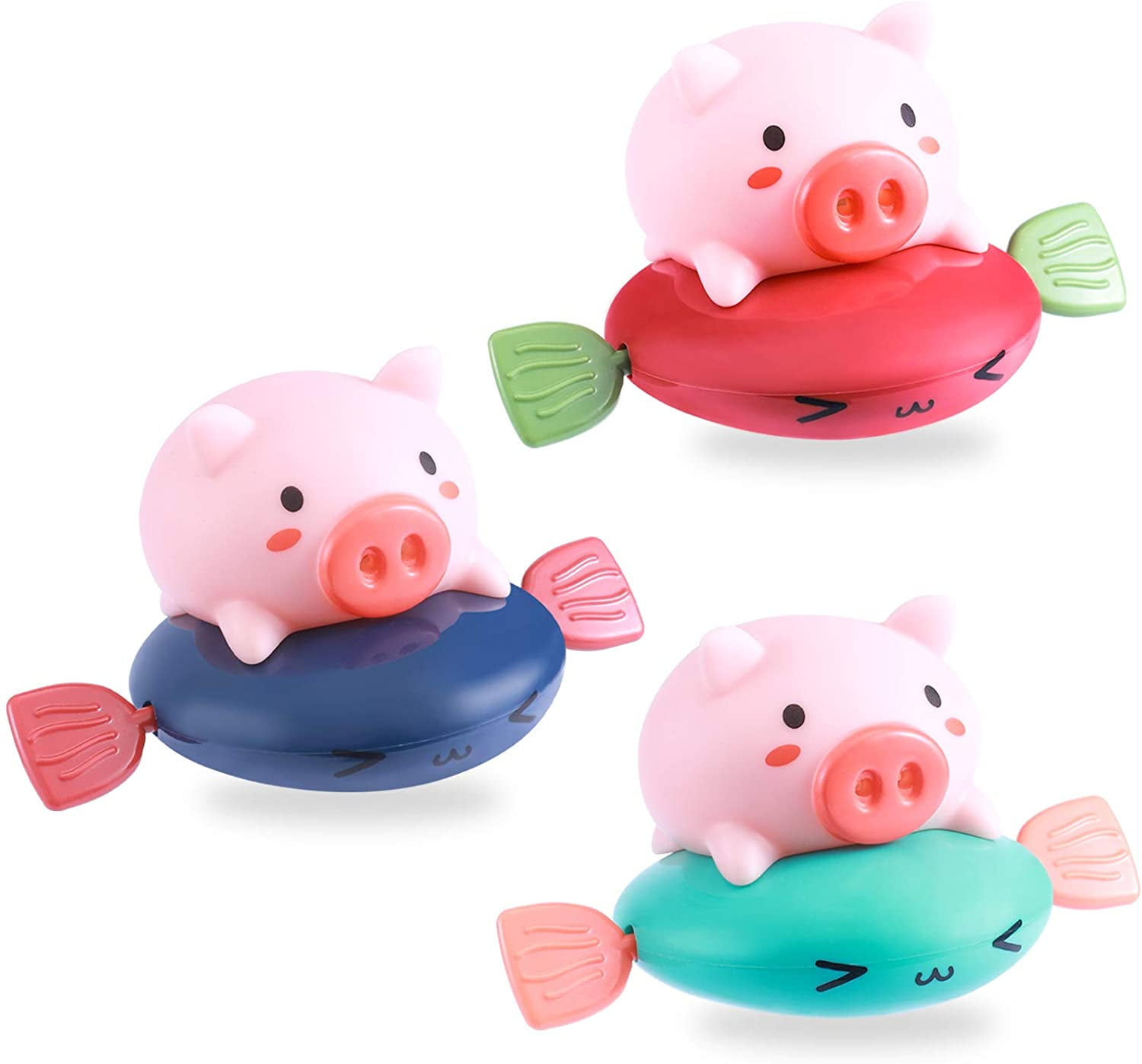 Bath Toys, Wind Up Swimming Pig Toys Floating Baby Pool Bathtub Toys for Kids Toddlers Boys and Girls (3 Pack)