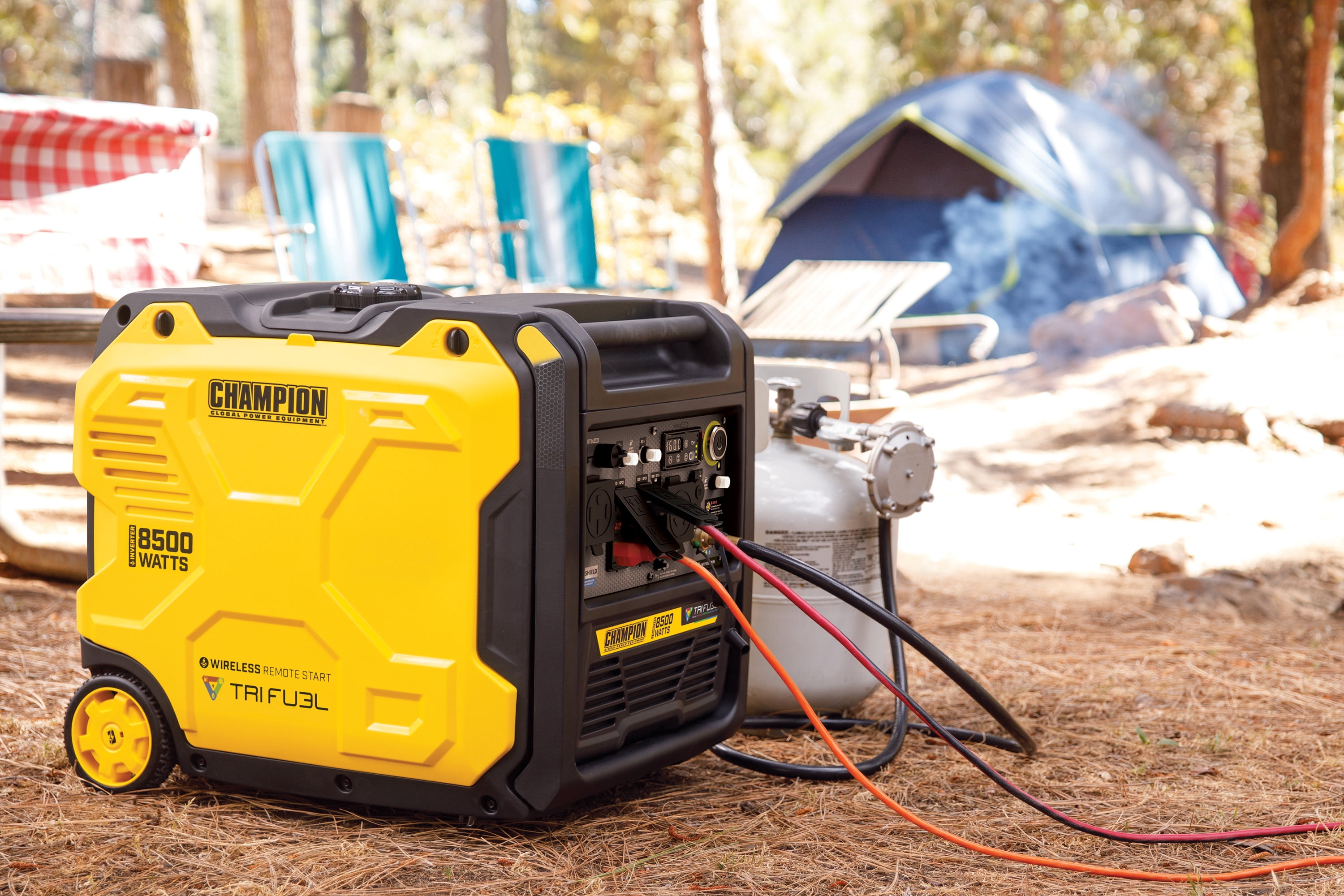 Champion Power Equipment 8500-Watt Wireless Remote Start Tri Fuel Ultra Quiet RV Ready Portable Inverter Generator with StartLINK and CO Shield