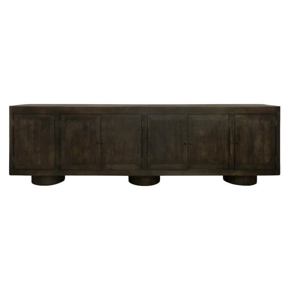 Sullivan Solid Wood 6-Door Sideboard in Dark Brown Finish