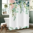 thumbnail image 2 of Spring Eucalyptus Leaf Shower Curtains Weighted Bottom Sage Green Watercolor Botanical Plants with Pink Flower Fabric Waterproof Washable 12 Hooks72''''x84'''' Green Leaf With Floral-weighted Hem, 2 of 6