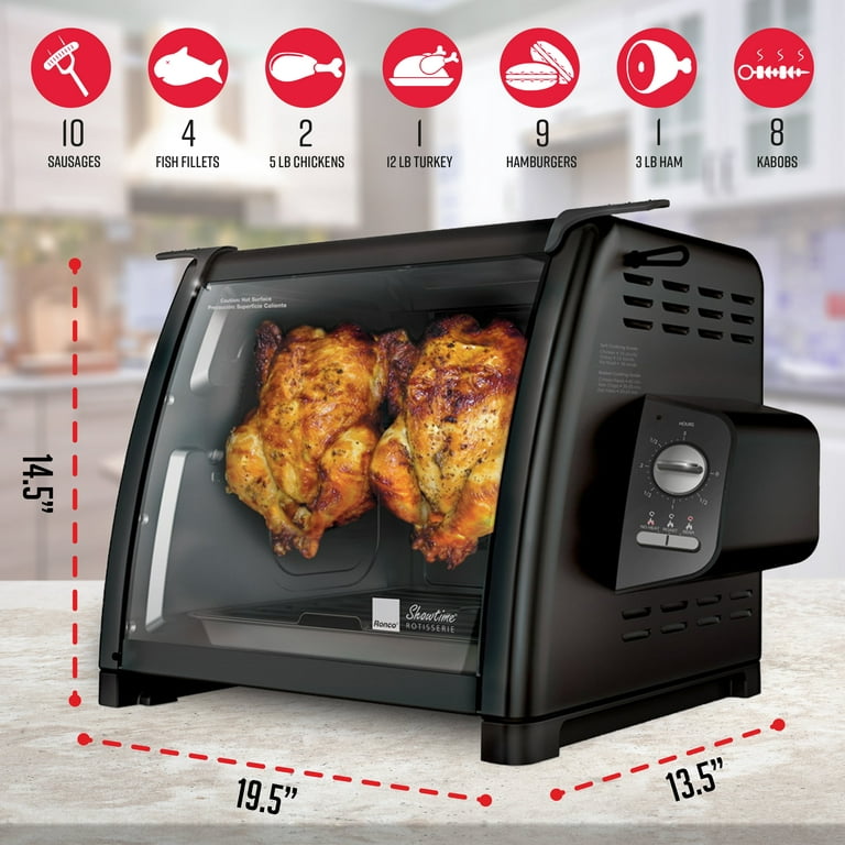 NutriChef 24 Qt. Multifunction Black Countertop Rotisserie Oven