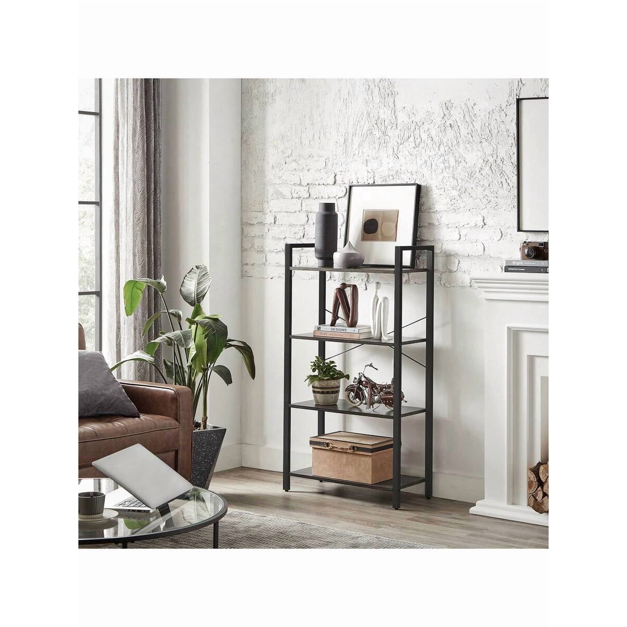 XX 4-Tier Bookshelf, Bookcase With Steel Frame, Book Shelf For Living Room, Home Office, Study, 11.8 X 26 X 47 Inches, Industrial Style