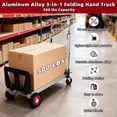thumbnail image 2 of Aluminum 3-in-1 Folding Hand Truck, 500Lbs Heavy Duty Dolly Cart with 2 Large 6-Inch Quiet Rubber Wheels, 2 360 °   Swivel Wheels, 2 Bungee Cords, Portable Dolly for Home, Office, Warehouse, Packages, 2 of 8