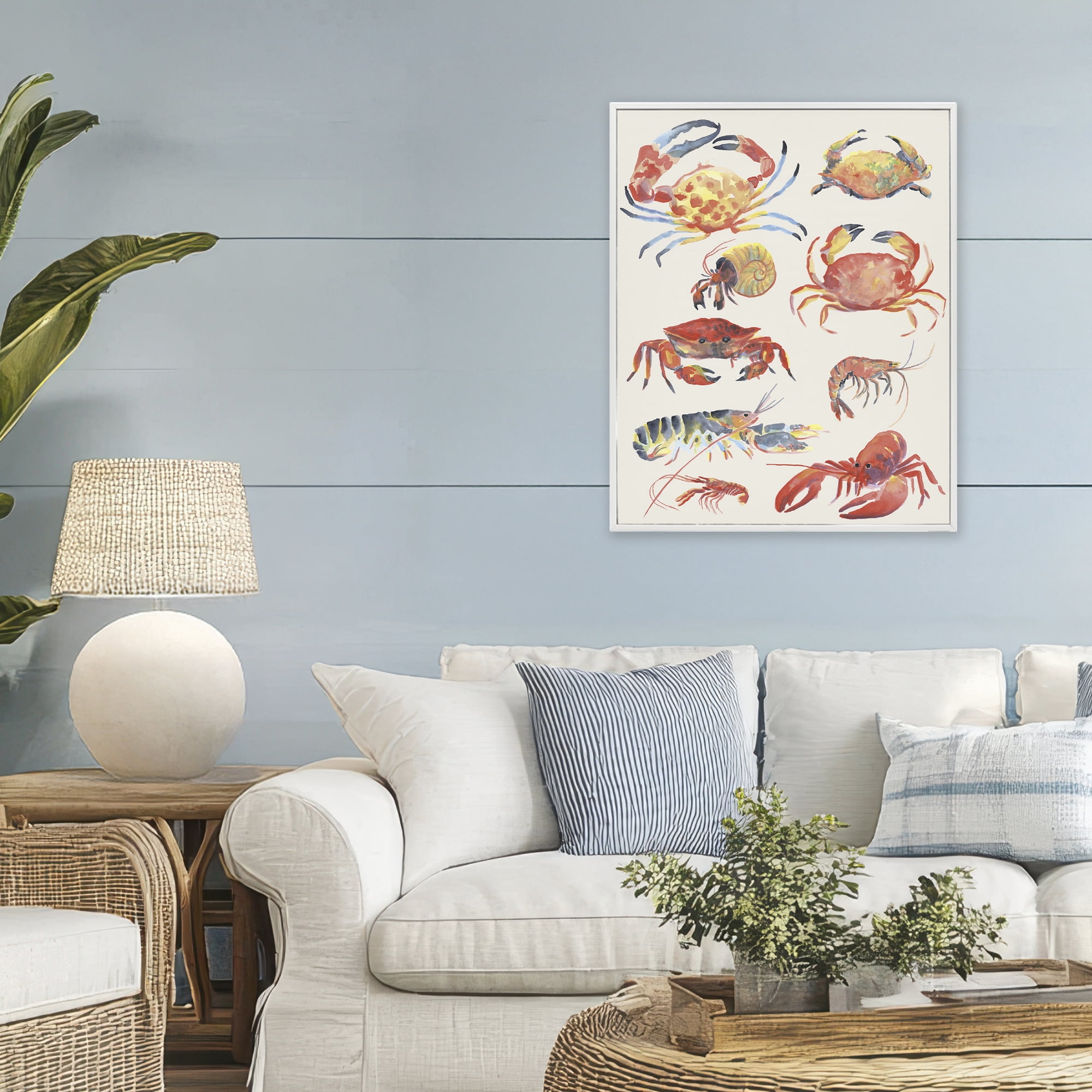 Stupell Industries Nautical Crustacean Collection White Framed Giclee Art, design by June Erica Vess