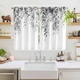 thumbnail image 2 of Grey Eucalyptus Kitchen Curtains Window Panels, Weeping Botanical Leaf Watercolor Insulated Window Treatment Curtain, Grommet Curtains for Bedroom/Living Room/Bathroom, 2 Piece 52"Wx63"L, 2 of 8