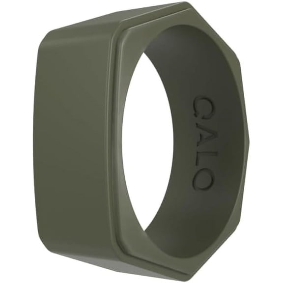 QALO Women's Rubber Silicone Ring, Stackable Rubber Wedding Ring for Women, Breathable, Durable Engagement Silicone Band, 3.5mm Wide 2.5mm Thick, Holographic Green, Size 10
