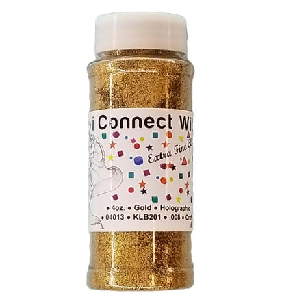 - Gold, Extra Fine Holographic Glitter 1/128, 4oz Shaker Bottle