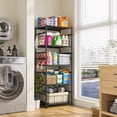 thumbnail image 3 of 5-Tier Metal Shelving Unit with Hooks and Leveling Feet - Sturdy, Wobble-Free Storage Rack for Garage, Kitchen, Pantry , 17.7"W x 11.8"D x 72.2"H, Black, 3 of 9