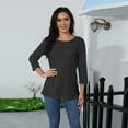 thumbnail image 4 of Womens Shirts Loose Fit 3/4 Sleeve Tops Solid Color Crew Neck Blouses Fall Plus Size Tee Shirt Dressy Elbow Tunic Tops With Pocket Gray 3XL, 4 of 8