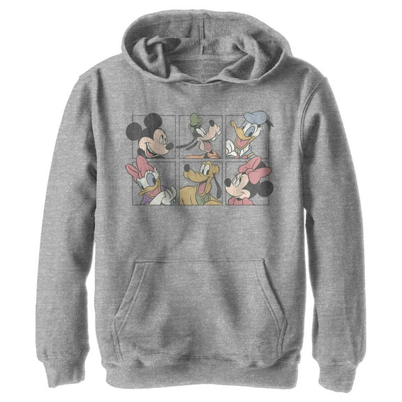 Boy's Mickey & Friends Mickey & Friends Grid Pull Over Hoodie Athletic Heather Small