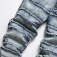 thumbnail image 4 of Men Stacked Jeans Distressed Destroyed Straight Denim Pants Fitted Solid Ripped Jeans Harajuku Cargo Trousers Mens Straight Leg Jeans Ripped Jeans for Men, XXXL&Light Blue, 4 of 7