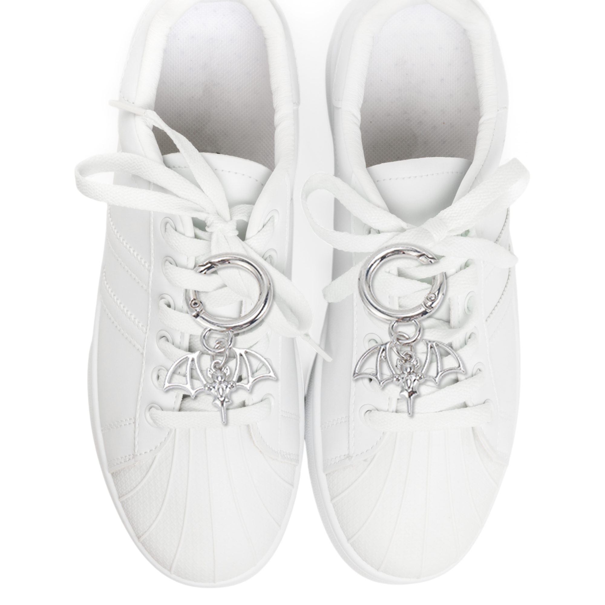 Unique Bargains Hollow Bat Shoelace Charms 4 Pair Silver Tone