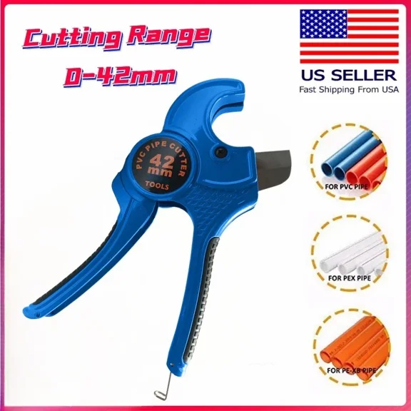 Pvc Pipe Cutter Heavy Duty Tubing Tube Cutter 1-5/8" (42Mm) Ratchet Cutting Tool