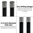 thumbnail image 2 of Juego De Brocas De Diamante En Seco De 5 Piezas De 6 Mm Vástago Redondo Con Estuche De Almacenamiento Para Granito Cerámica Mármol Azulejo Piedra Vidrio Materiales Duros (No Para Madera) Muyoka Hogar, 2 of 6
