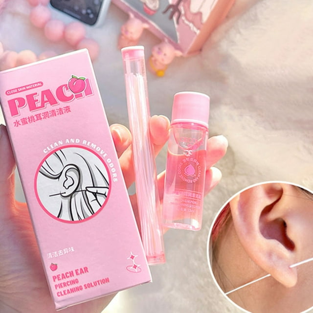 Disposable Ear Hole Cleaning Set Hygiene Peach Flavour Ear Hole Care Solution for Women Men Ear