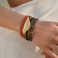 thumbnail image 5 of Bohemian Leather Bracelet Set Leaf Charm Layered Beaded Wrap Cuff Non Adjustable Wristband Jewelry for Women Men 2 Piece, 5 of 6