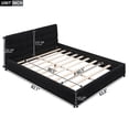 thumbnail image 4 of Queen Size Upholstered Platform Bed Frame with Berber Fleece Headboard Wood Slat Support Easy Assembly No Box Spring Needed, Black, 4 of 9