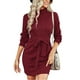 thumbnail image 3 of Vestido De Una Pieza, Diseño De Cinturón De Cuello Redondo Alto Vestido De Mujer De Manga Larga Cómodo Para El Invierno ANGGREK  No, 3 of 6
