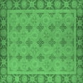 thumbnail image 1 of Ahgly Company Indoor Square Oriental Emerald Green Industrial Area Rugs, 4' Square, 1 of 4