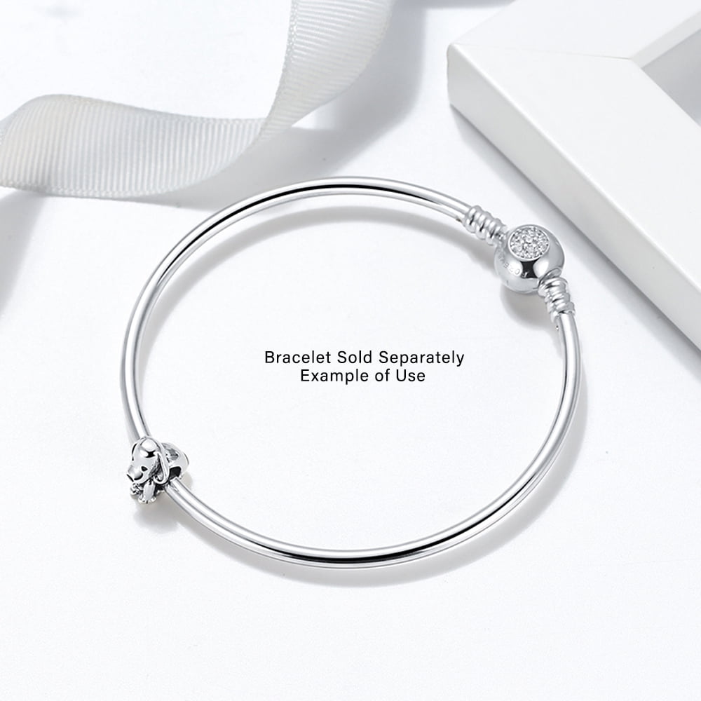 Puppy Dog Charm European Bead CZ Sterling Silver Ginger Lyne Collection