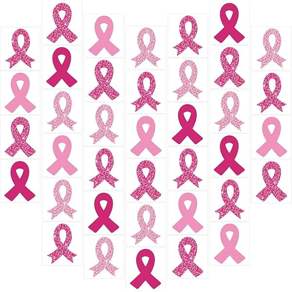 wonima02 150Pcs Breast Cancer Awareness Tattoos, Pink Ribbon Glitter Breast Cancer Tattoo Items, Temporary Tattoos Stickers for Breast Cancer Awareness Accessories Pink Out Accessories for Spirit Week