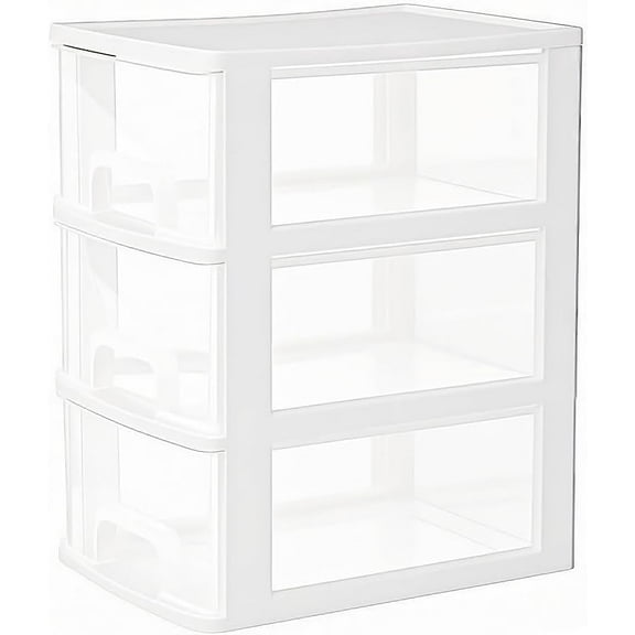 White 2 Drawer Organizer, Desktop Plastic Drawer Storage for Home, Office