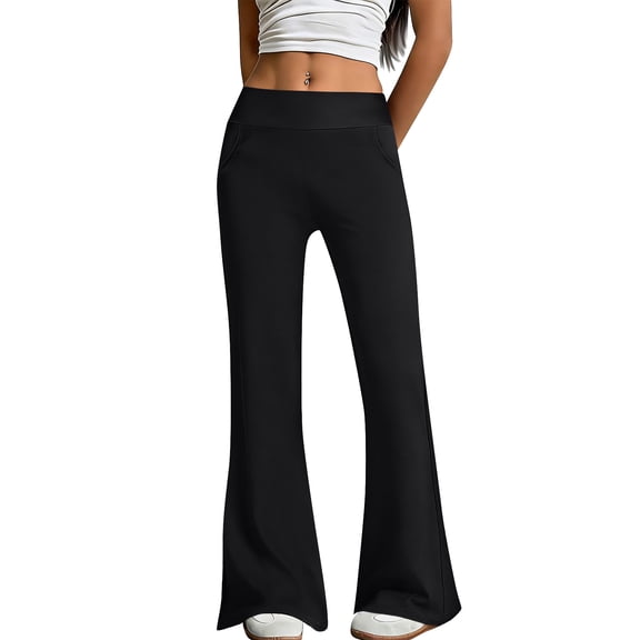 Resivox Women's High Waisted Yoga Pants with Multi-Pockets - Stretchy Versatile Slacks, Moisture-Wicking Fabric for Workouts & Casual Weekend Styling Black 2XL