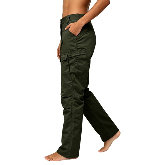 Aimik Women's High Waist Cargo Hiking Pant Durable Multi-Pocket Trousers for Outdoor Activities Functional Straight Leg Bottoms