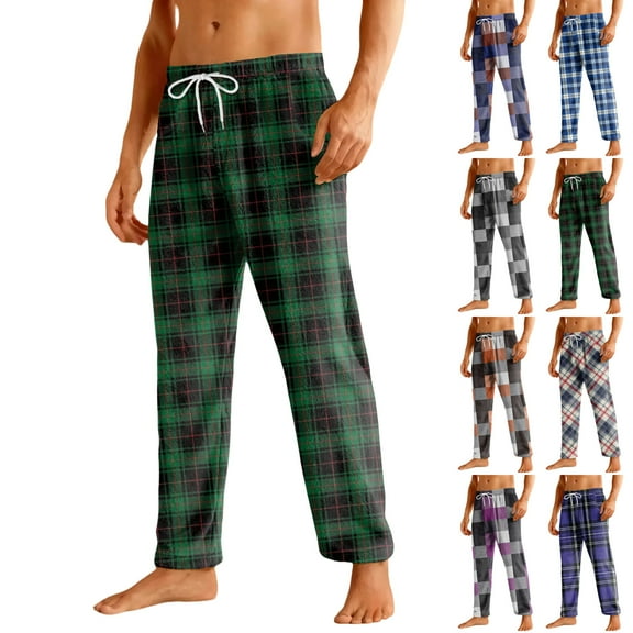 Fabrcox Flannel Pajama Pants for Men Big and Tall Straight Leg Mens Plaid Pajamas Bottoms with Pockets Casual Comfy Flannel Sleepwear Gray 3XL
