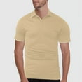 thumbnail image 2 of Yindaity Men's Slim-Fit Cotton Pique Polo Shirt Khaki,M, 2 of 5