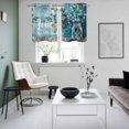 thumbnail image 4 of Blue Teal Spring Floral Kitchen Curtains Small Short 39 Inch Length, Modern Botanical Oil Painting Art Grommet Bedroom Living Room Curtains, Light Filtering Cafe Curtain Drapes 2 Panels Set 55''x39'', 4 of 9