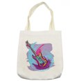 thumbnail image 1 of Grunge Tote Bag, Hand Drawn Electric Guitar with Motley Curved Grunge Effects Modern Music, Cloth Linen Reusable Bag for Shopping Books Beach and More, 16.5" X 14", Cream, by Ambesonne, 1 of 2