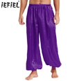 thumbnail image 2 of Trajes de Cosplay árabe de Halloween para hombre, bombachos con adornos dorados y cintura elástica, pantalones sueltos, disfraz de danza del vientre, pantalones de satén Príncipe, 2 of 5