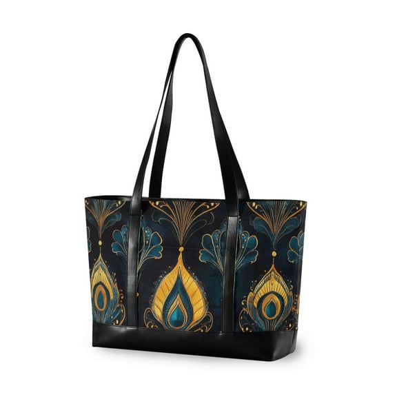 FORMRS Laptop Tote Bag for Women with 15.6" Computer Compartments Handbag, Navy Blue Art Pattern
