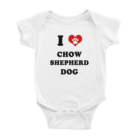 

I Heart Chow Shepherd Dog Funny Baby Rompers Bodysuit (White 6-12 Months)