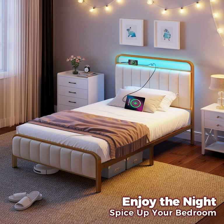 Twin bed with lights deals
