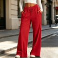 thumbnail image 2 of Women's High Waist Drawstring Wide Leg Sweatpants with Pockets Summer Loose Casual Lounge Trousers, 2 of 7
