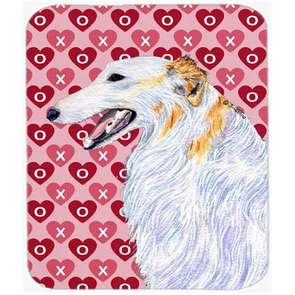 Borzoi Hearts Love And Valentines Day Portrait Mouse Pad, Hot Pad Or Trivet
