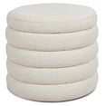 thumbnail image 1 of Fuji Ottomane de Rangement Ronde Rembourrée en Bouclé 22 Pouces Ivoire Blanc, 1 of 9