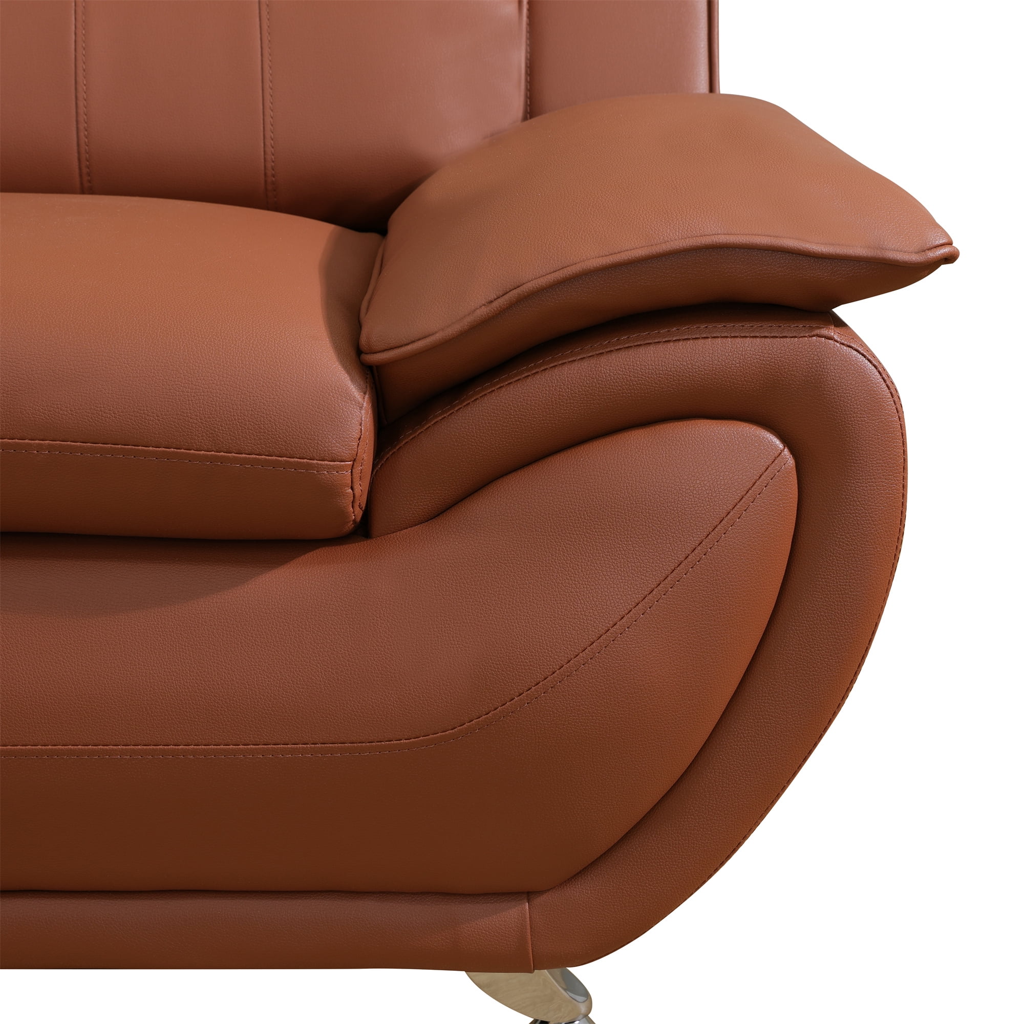Aukfa 3 Piece Sofa Set - 46" Wide Upholstered Sofa Couch Armchair, Leather, Orange