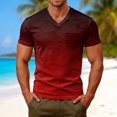 thumbnail image 2 of Men's Gradient V-Neck T-Shirt With Short Sleeve And Chest Pocket Featuring Tie Dye Casual Tee For Summer Spring Streetwear Outfits Gym Workout Gray L, 2 of 9