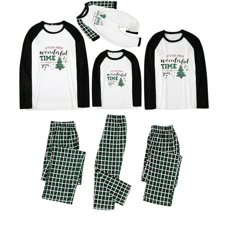 

Stamzod Christmas Pajamas Matching Family Adult Kids Pajama Sets Xmas Baby Kids Child Printed Top+Plaid Pants Family Matching Pajamas Set Green 8T